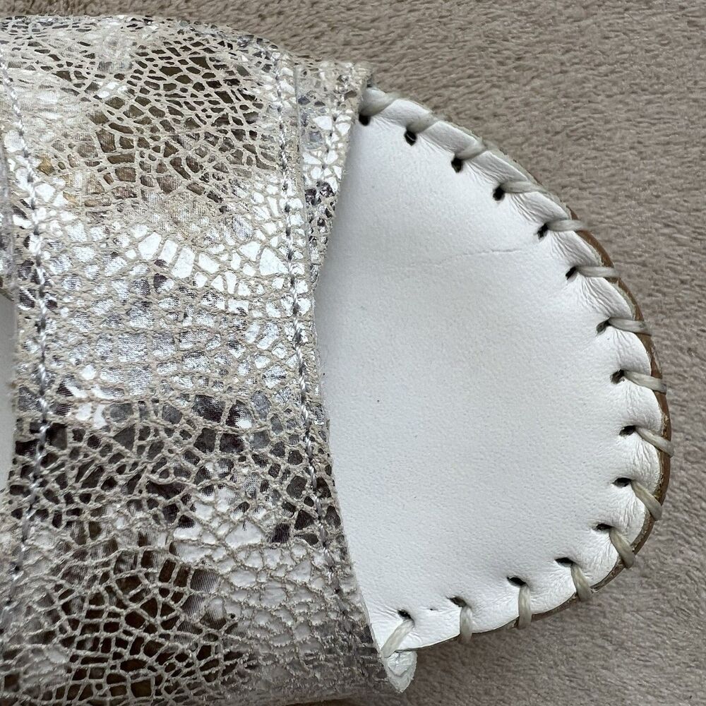 David Tate White w/ Crackle Bronze Leather Wedge Heel Slide Sandals‎ Women 10 N - Picture 8 of 16